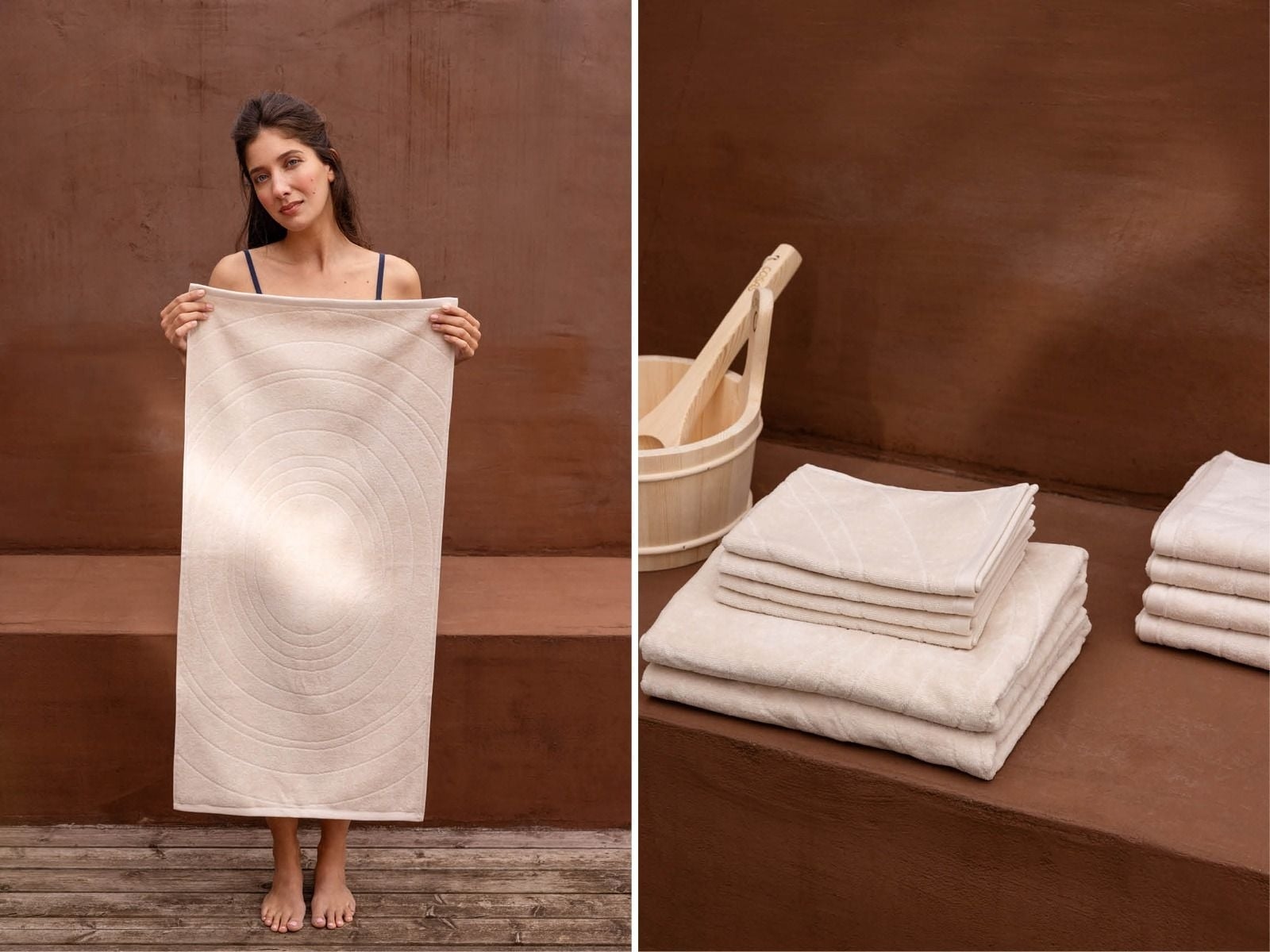 Handdoeken velours soft sand 50x100