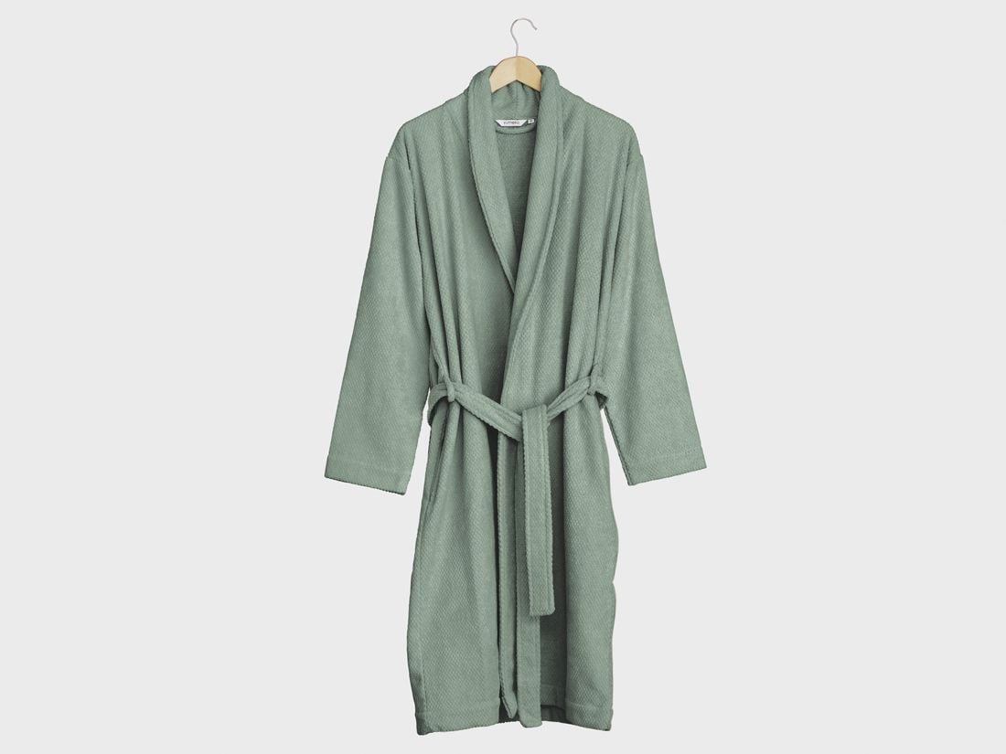 Peignoir nid d'abeille vert d'eau XL
