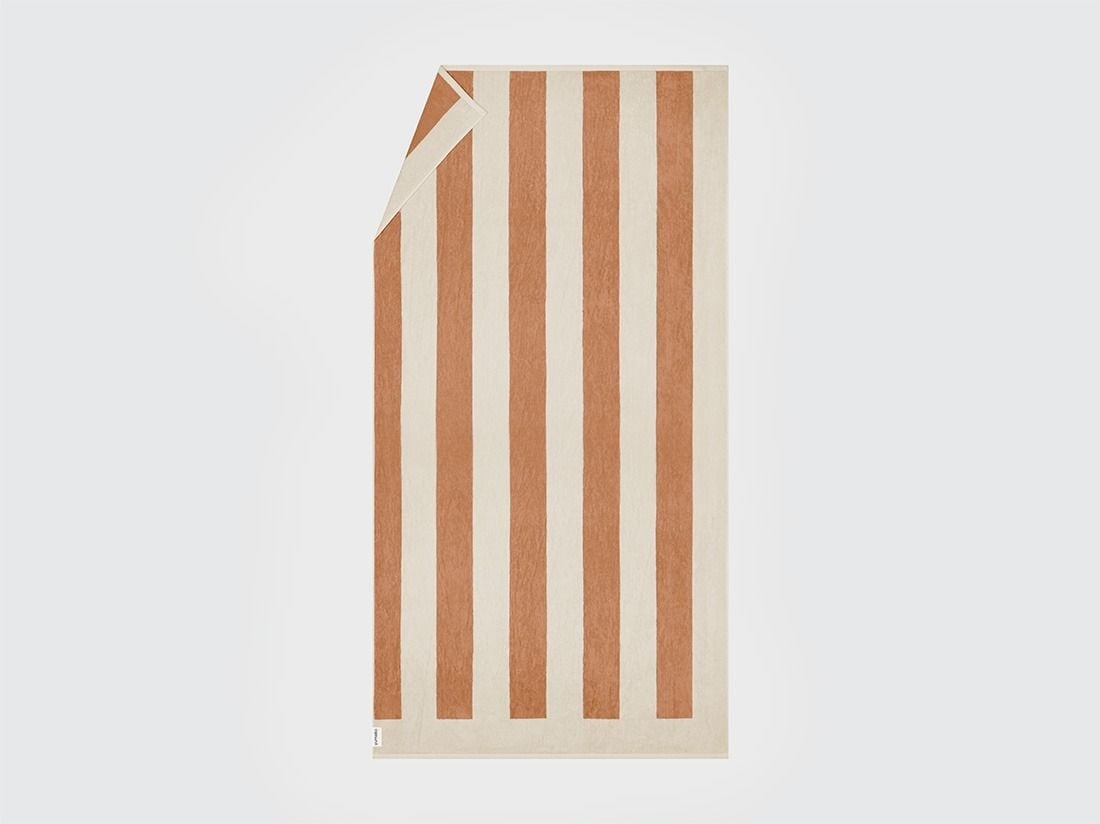 Strandlaken velours terracotta stripe 100x180 - 1 st