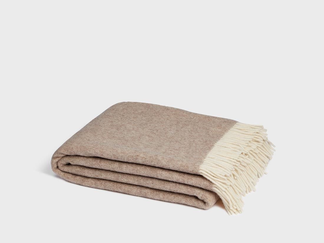 Merinowollen deken camel melange 150x210