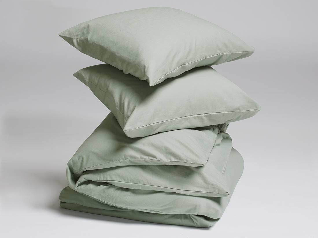 Parure de lit flanelle de coton vert pâle 200x220 + 2/60x70