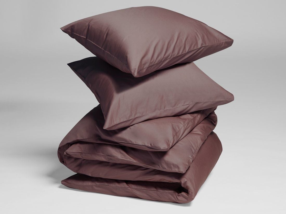 Parure de lit satin de coton rose marron