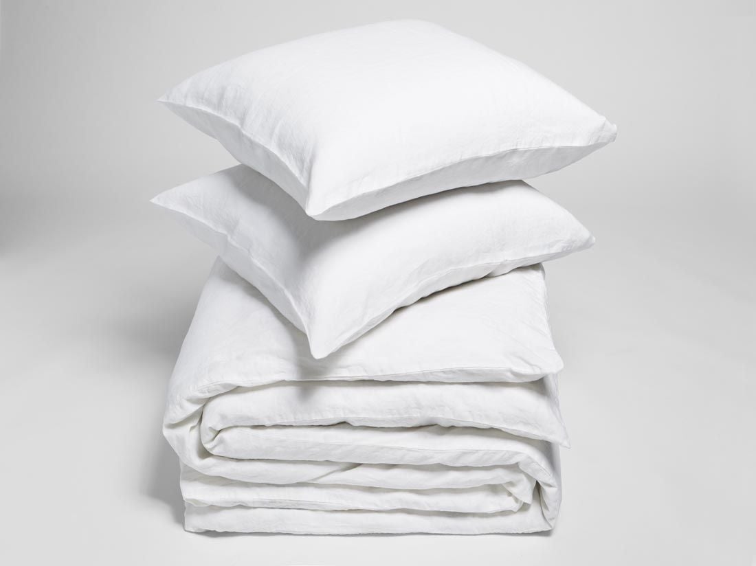 Dekbedovertrek gewassen linnen pure white