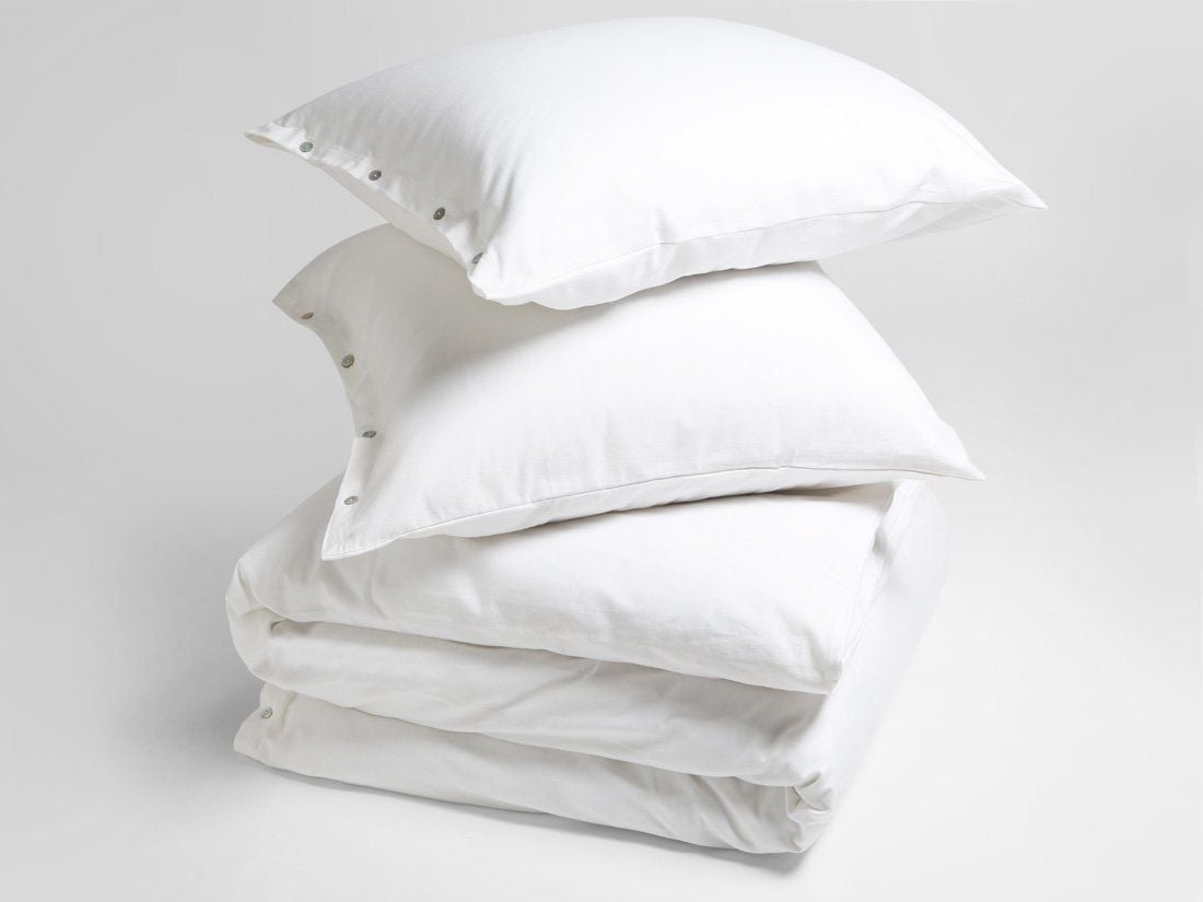 Parure de lit flanelle de coton blanc pur 240x220 + 2/60x70