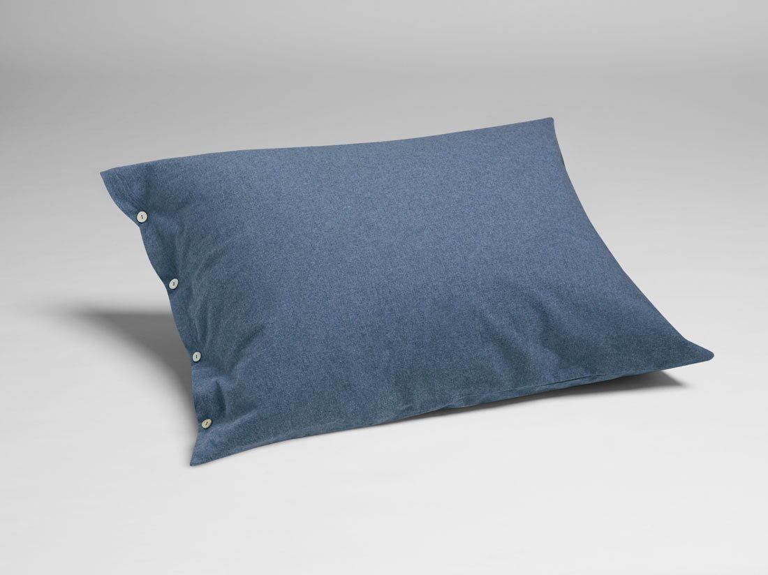 Taie d'oreiller flanelle de coton bleu denim