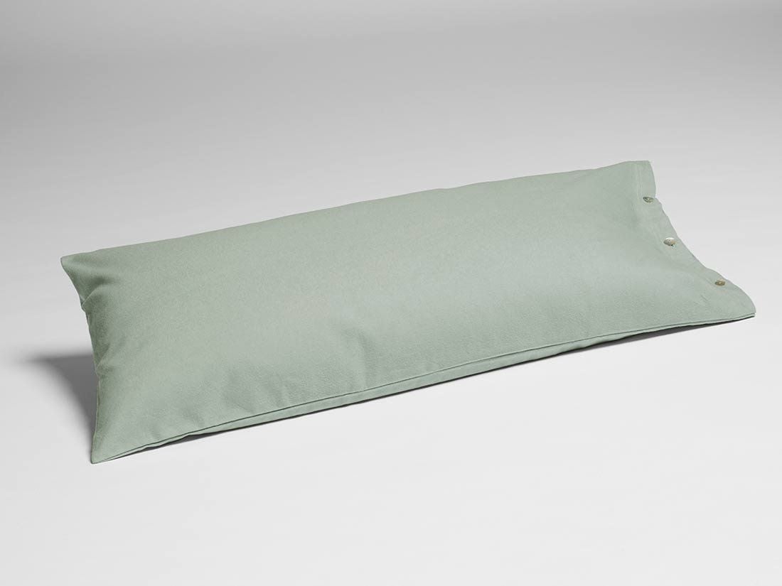 Taie d'oreiller flanelle de coton vert pâle 40x80