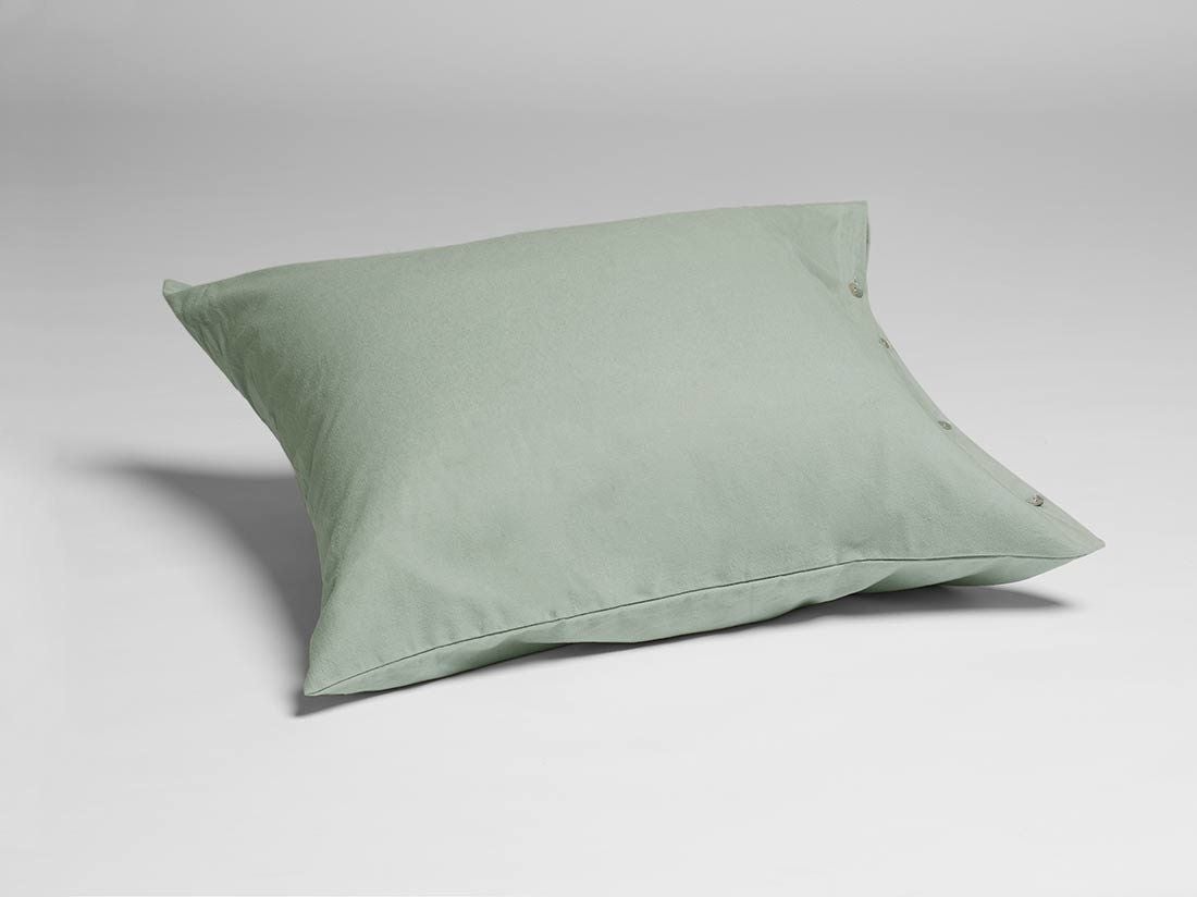 Taie d'oreiller flanelle de coton vert pâle 60x70