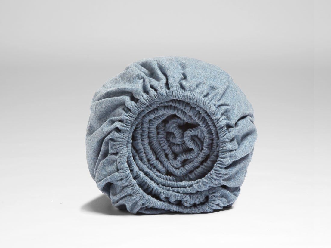 Drap-housse flanelle de coton bleu clair 100x200x30