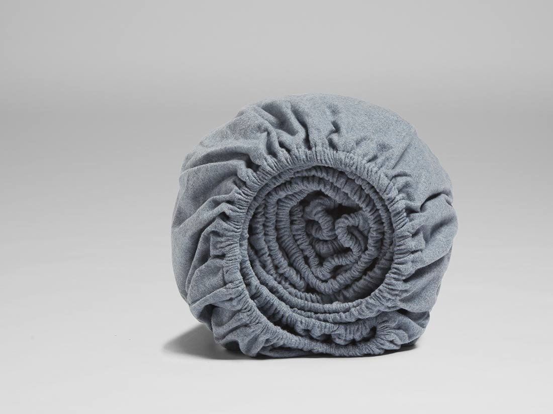 Drap-housse flanelle de coton bleu clair 160x200x30