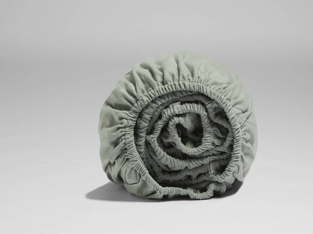 Drap-housse flanelle de coton vert pâle 160x200x30