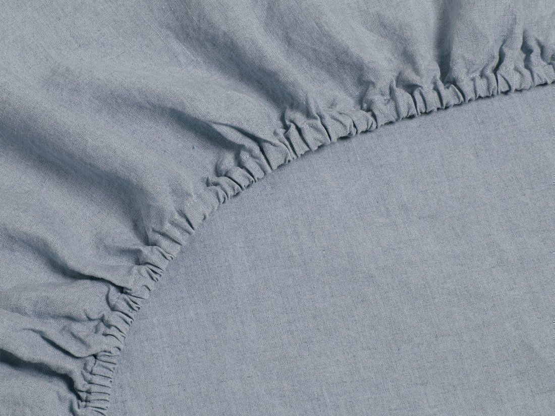 Hoeslaken gewassen linnen dusk blue