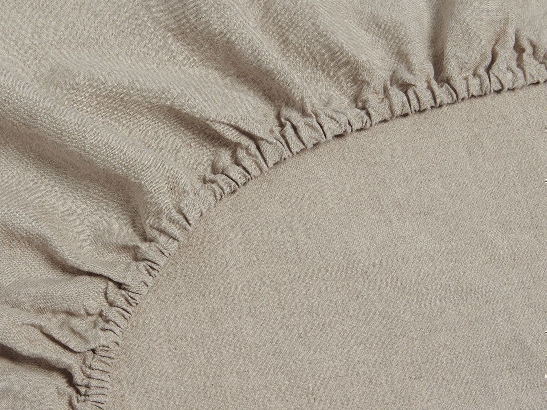 Hoeslaken gewassen linnen natural