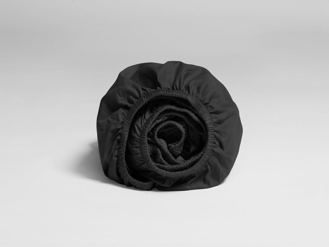 Hoeslaken katoensatijn dark anthracite