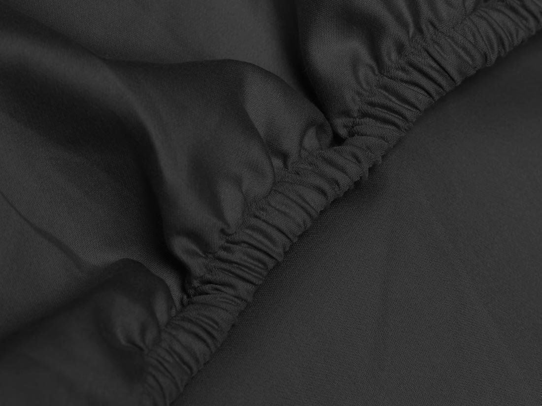 Hoeslaken katoensatijn dark anthracite