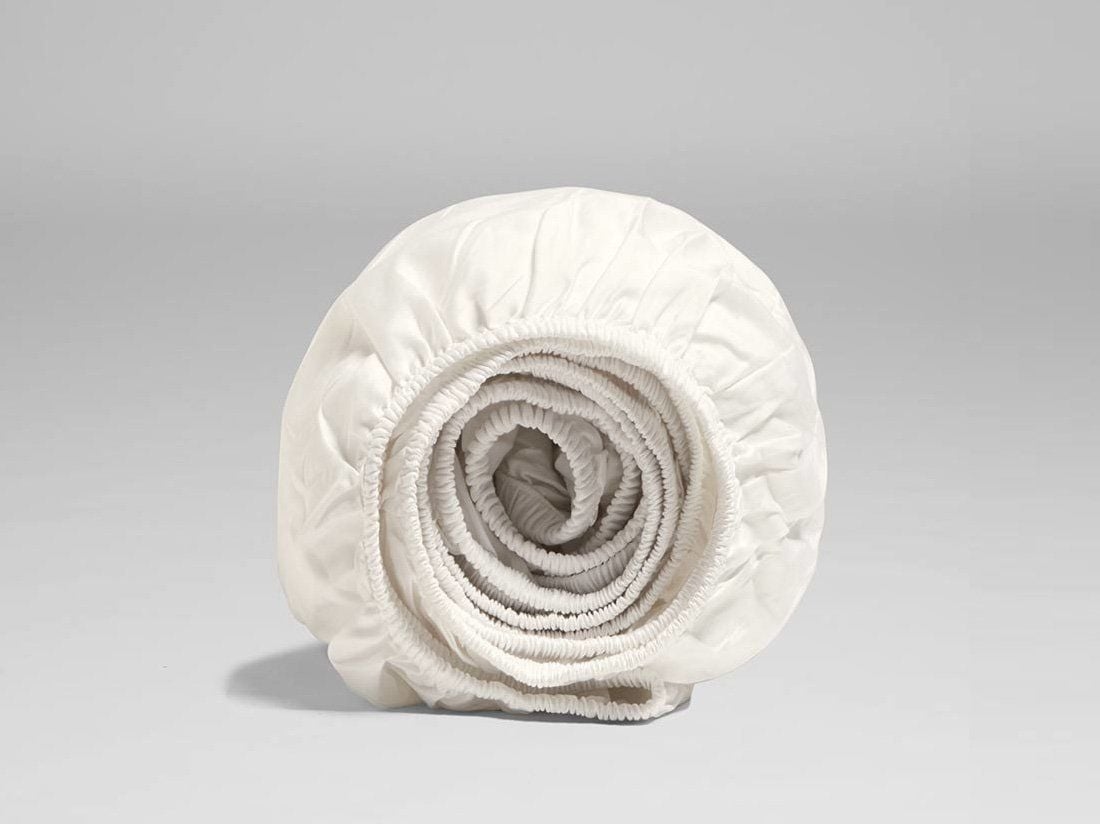 Drap-housse satin de coton blanc chaud