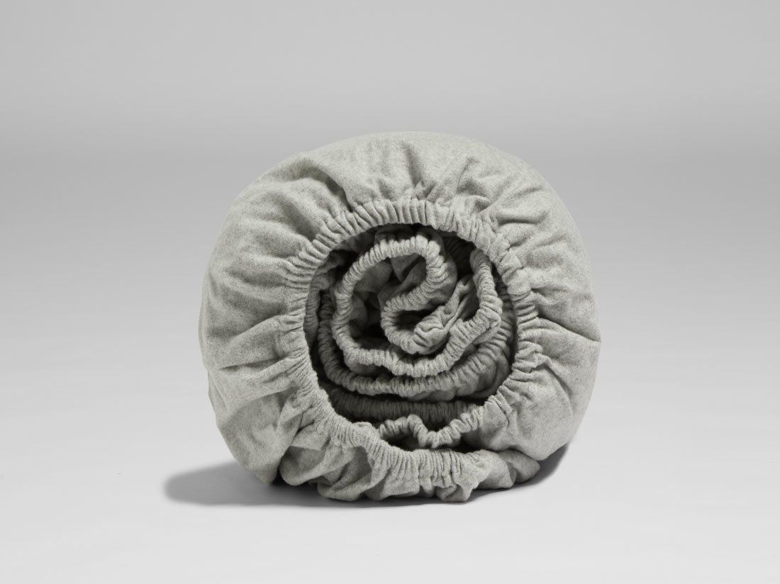 Drap-housse flanelle de coton gris clair 180x200x30