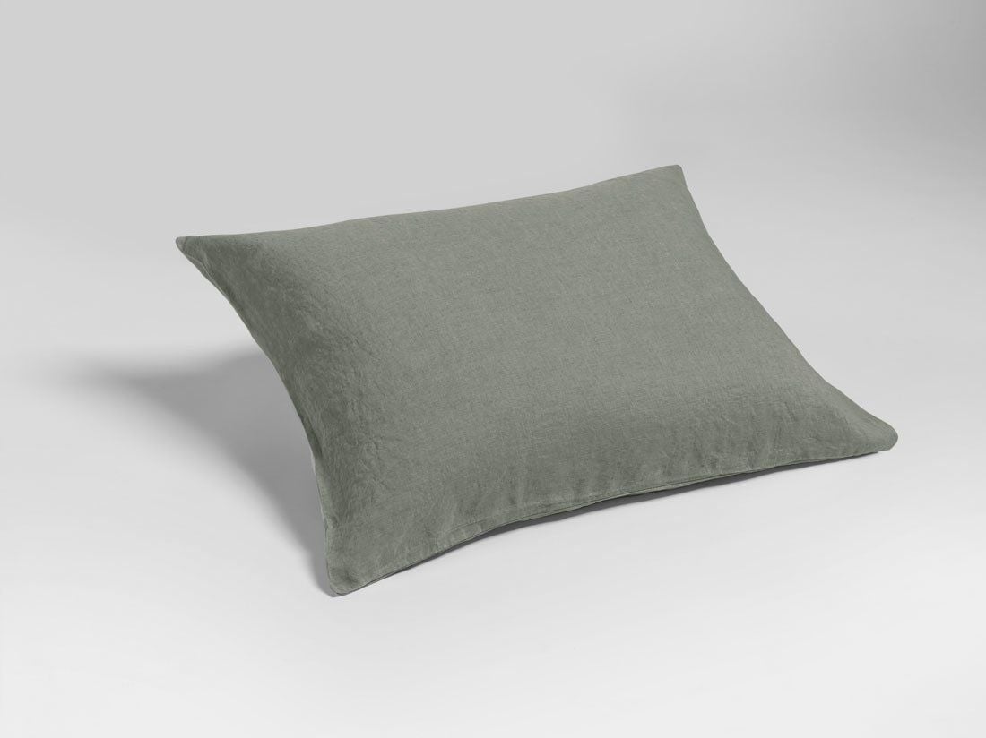 Kussensloop gewassen linnen stone green