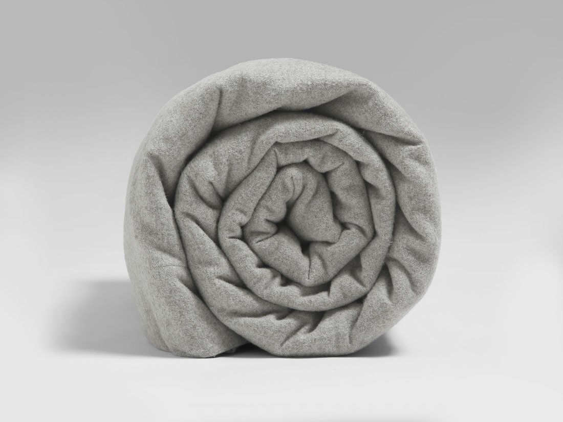 Drap plat flanelle de coton gris clair 200x260