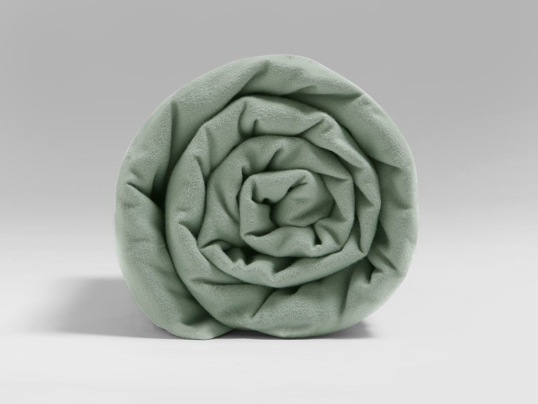 Drap plat flanelle de coton vert pâle 200x260