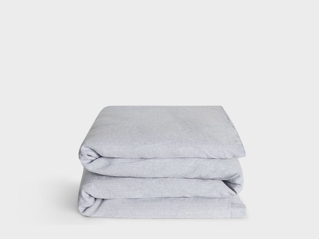 Housse de couette enfant lin lavé bleu chambray 120x150