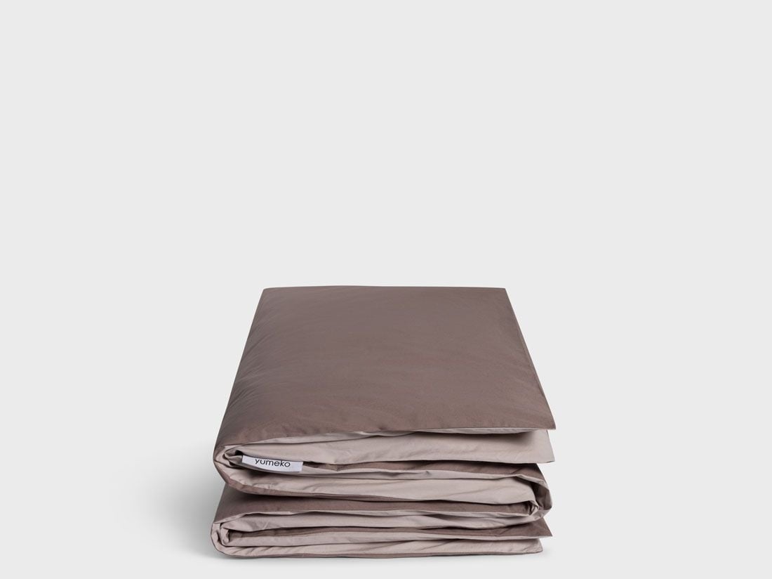 Housse de couette enfant percale de coton double face rose/mauve 120x150