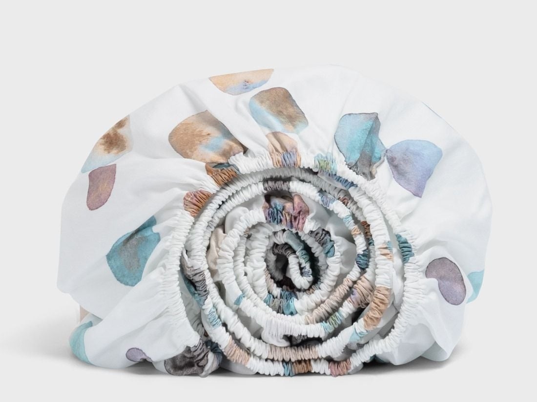 Kinderhoeslaken katoen satijn watercolor dots multicolor