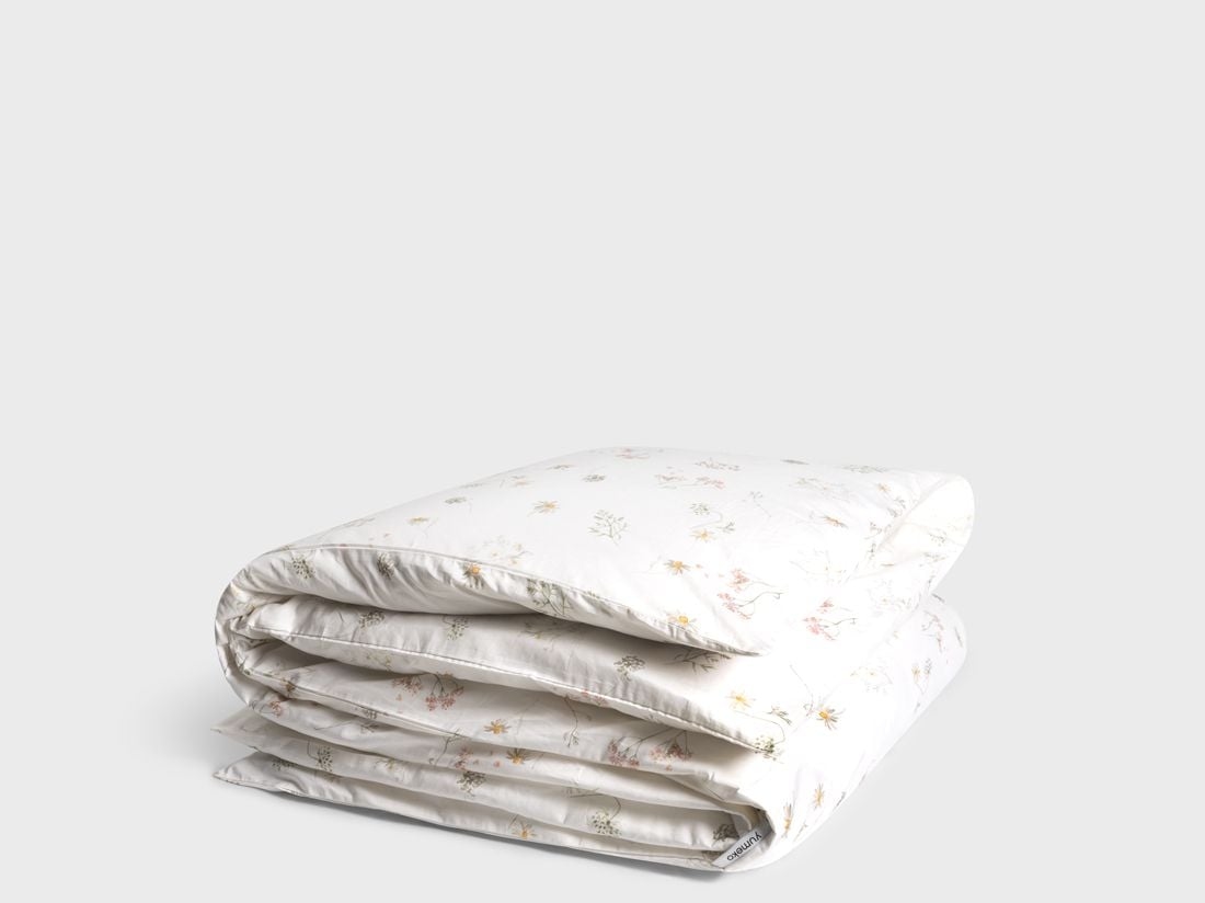 Housse de couette satin de coton fleurs 140x200