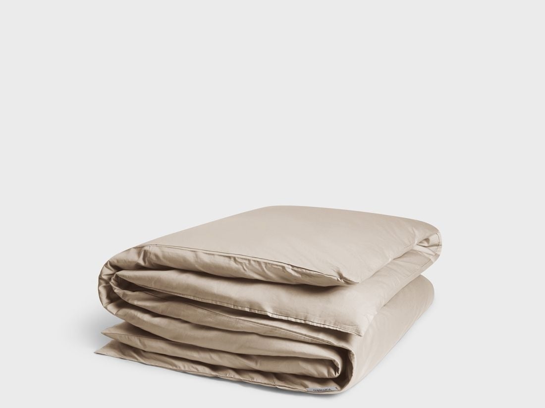 Housse de couette satin de coton taupe chaud