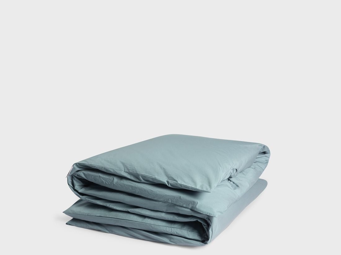 Housse de couette percale de coton bleu pétrole 200x200