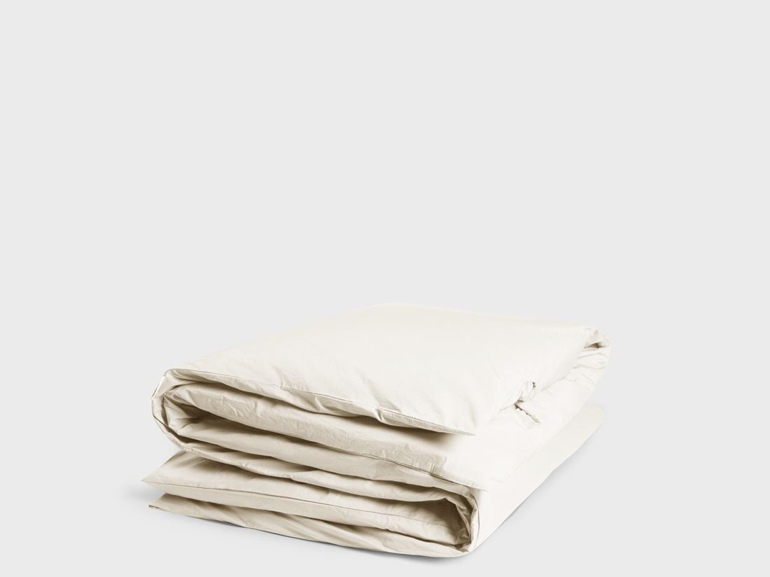 Housse de couette percale de coton blanc sable