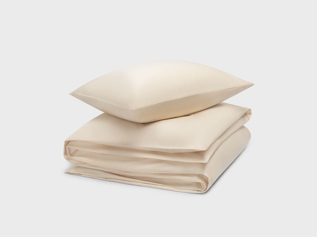 Parure de lit satin de coton lait d’amande