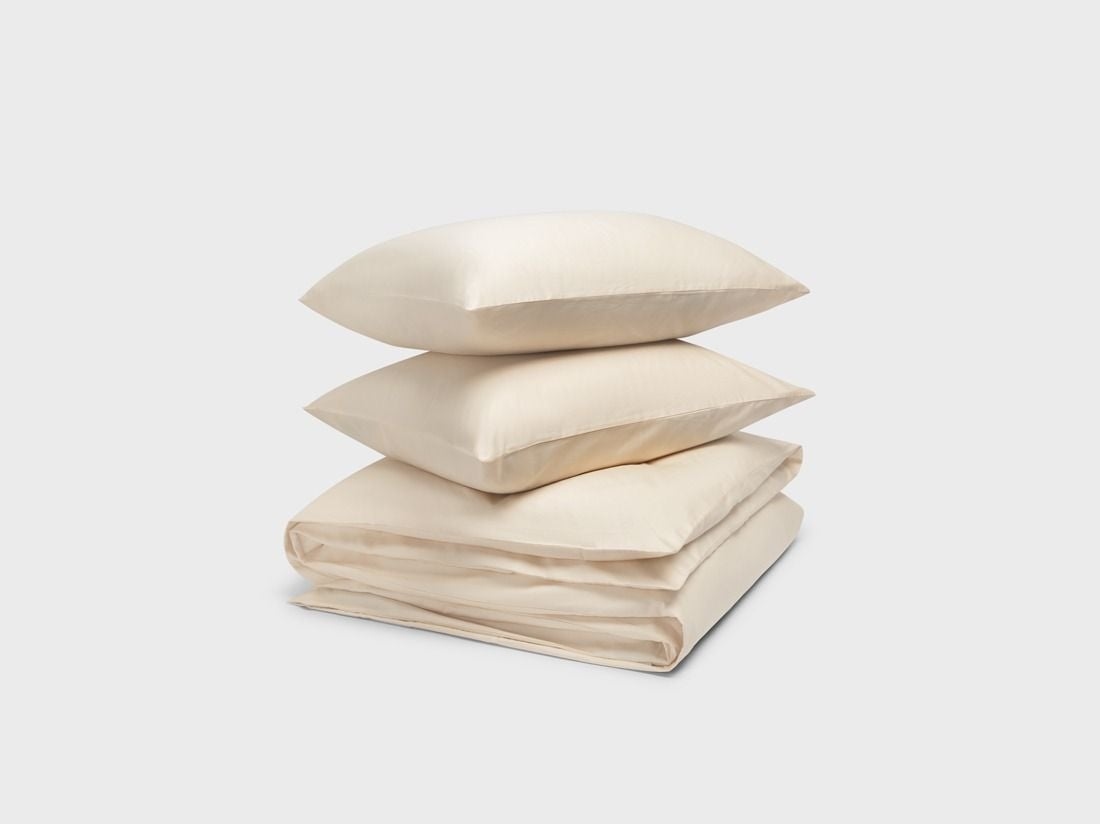 Parure de lit satin de coton lait d’amande