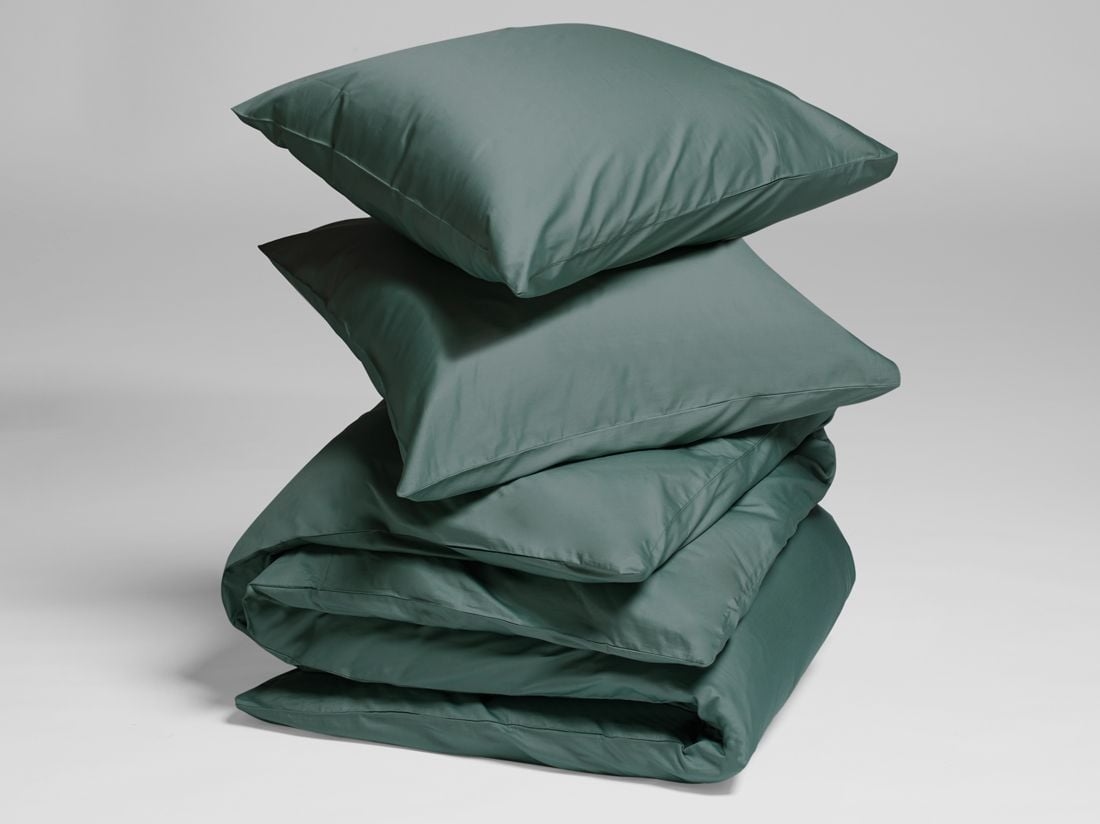 Parure de lit satin de coton vert foncé