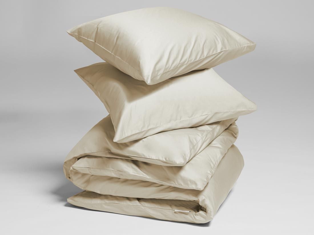 Parure de lit satin de coton gris sable