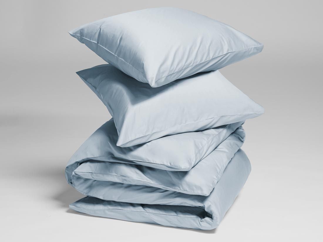 Parure de lit satin de coton bleu ciel