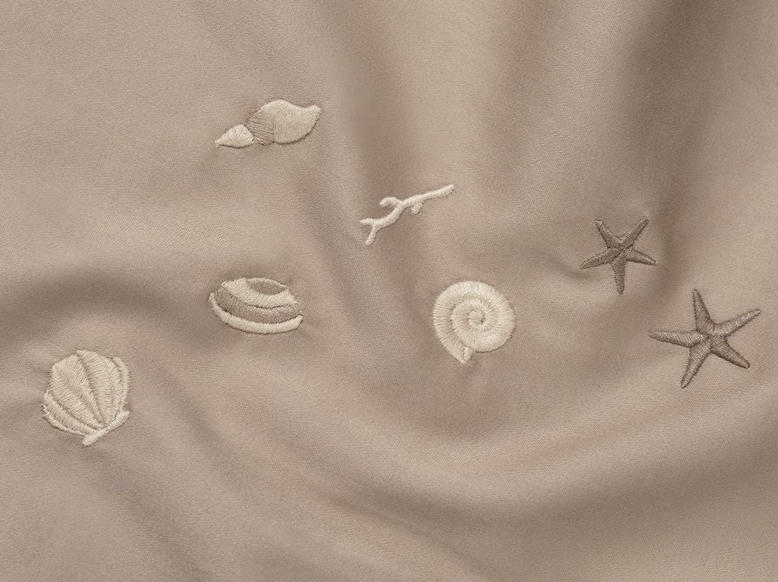 Parure de lit satin de coton coquillage taupe chaud