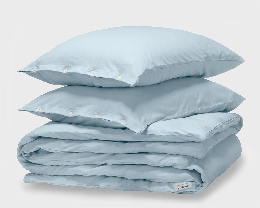 Parure de lit jersey bleu frais