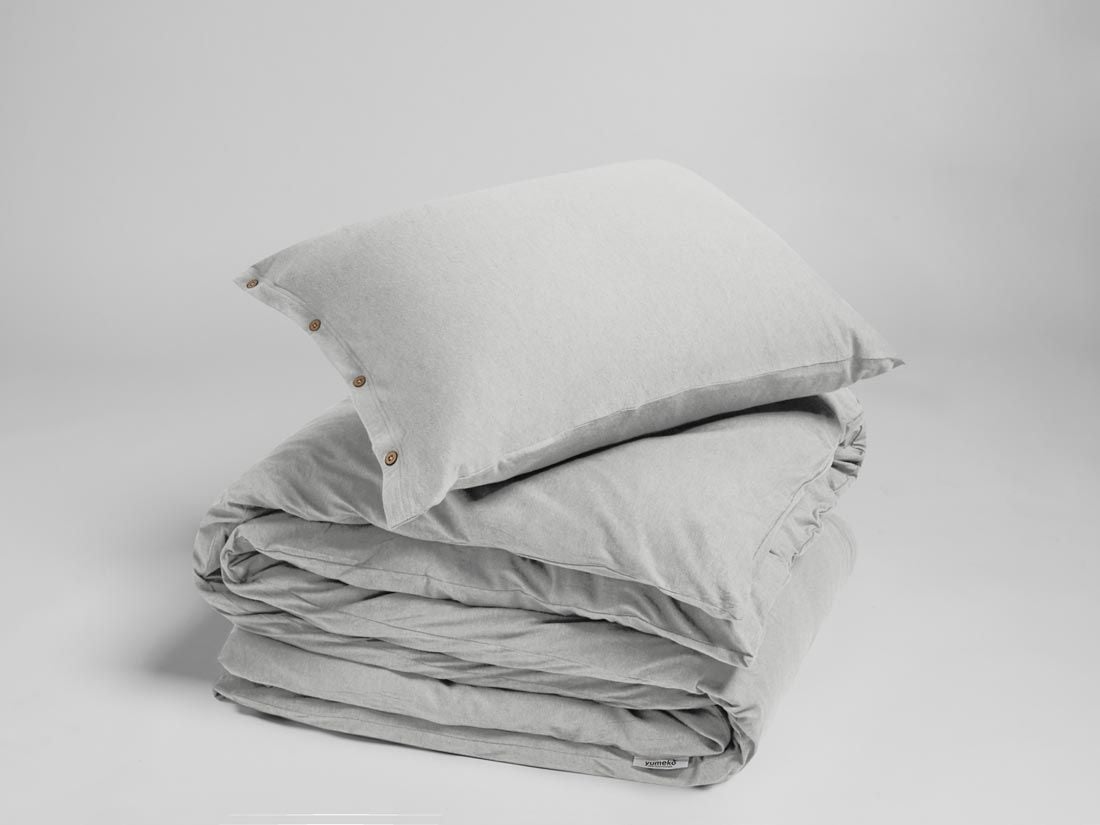 Dekbedovertrek jersey white grey