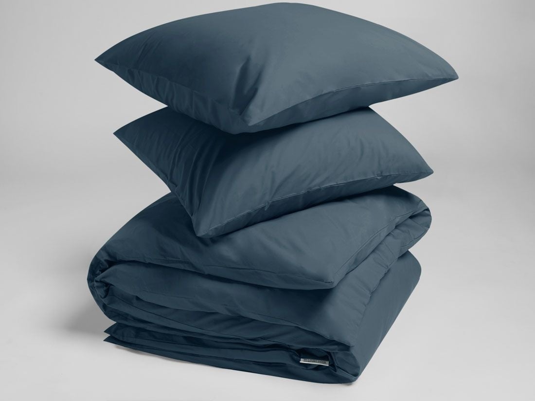 Parure de lit percale de coton bleu