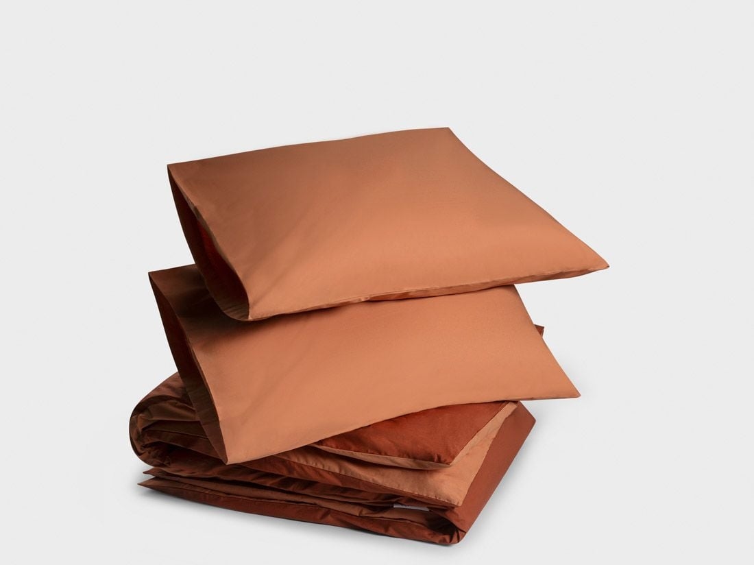 Dekbedovertrek percal katoen double face terracotta/rusty red