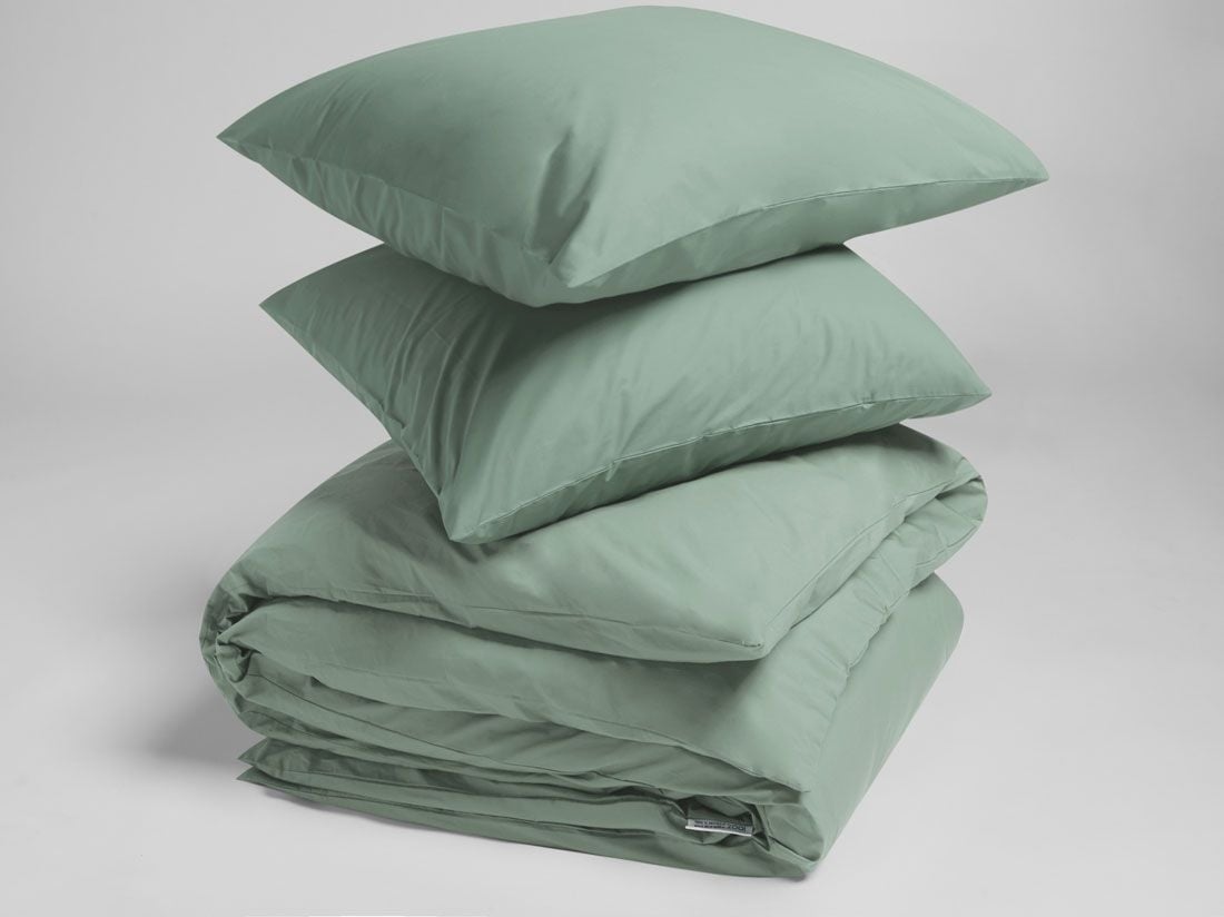Parure de lit percale de coton vert jade