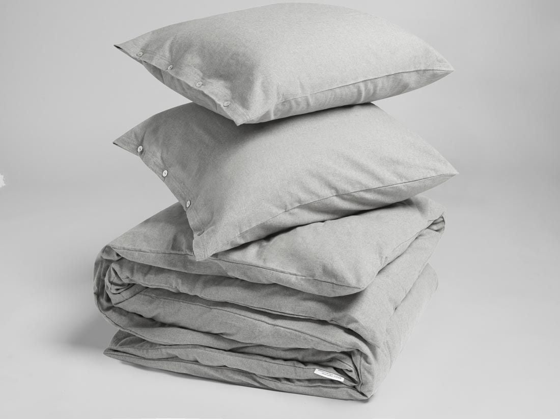 Parure de lit flanelle de coton gris clair 260x220 + 2/60x70