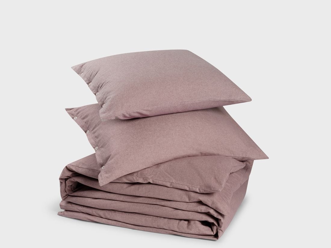 Parure de lit flanelle de coton mauve chambray