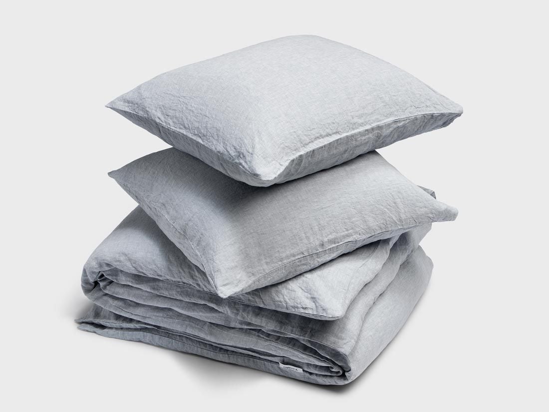 Dekbedovertrek gewassen linnen blue chambray