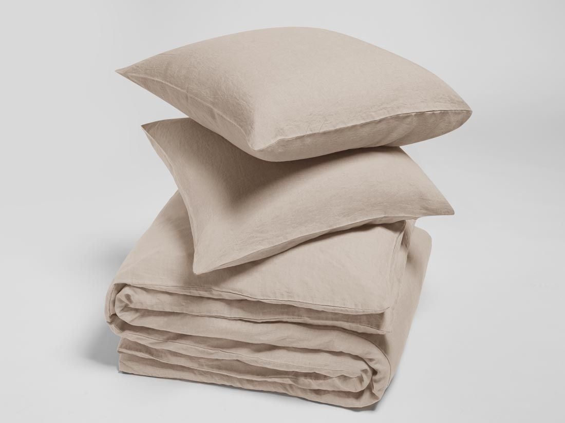 Dekbedovertrek gewassen linnen dusty rose