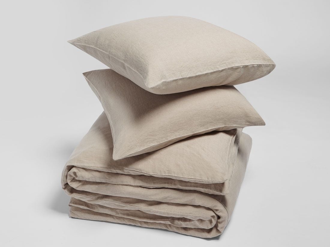 Parure de lit lin lavé naturel