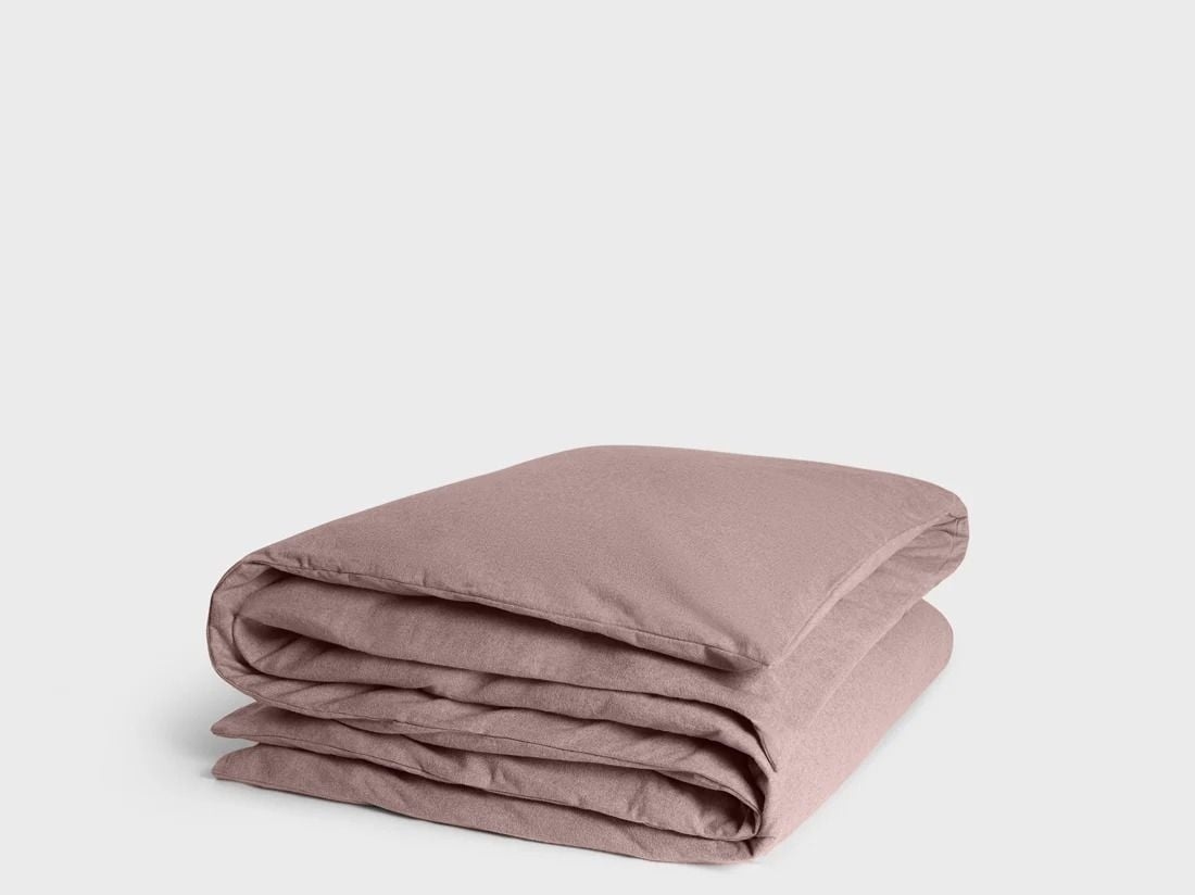 Housse de couette flanelle de coton mauve chambray