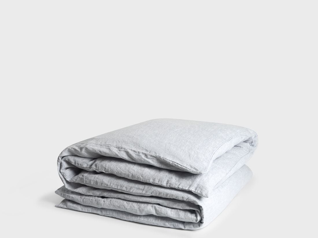 Housse de couette lin lavé bleu chambray 200x200