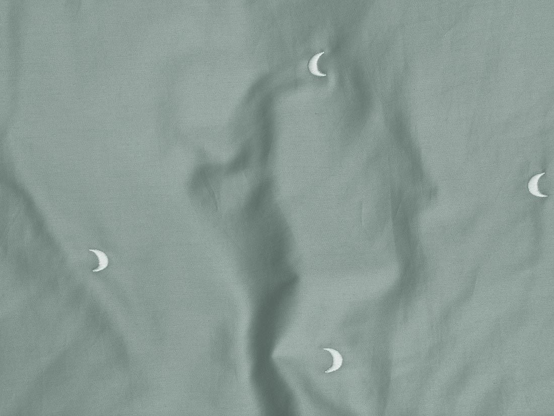 Parure de lit satin de coton lune verte d'eau