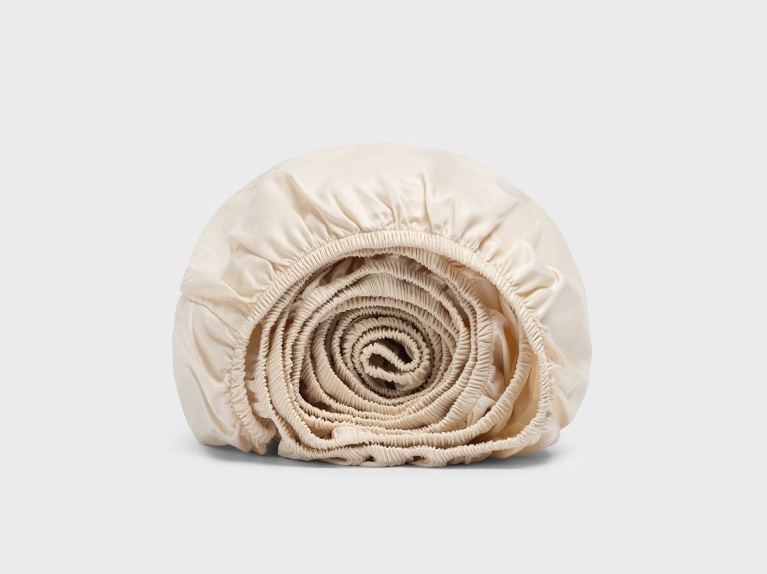 Drap-housse satin de coton lait d’amande